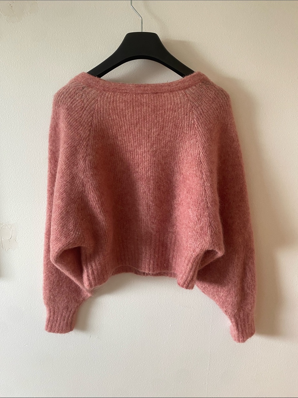 Cozy Rose Pink Mohair-Blend V-Neck Cardigan - Picture 6 of 9